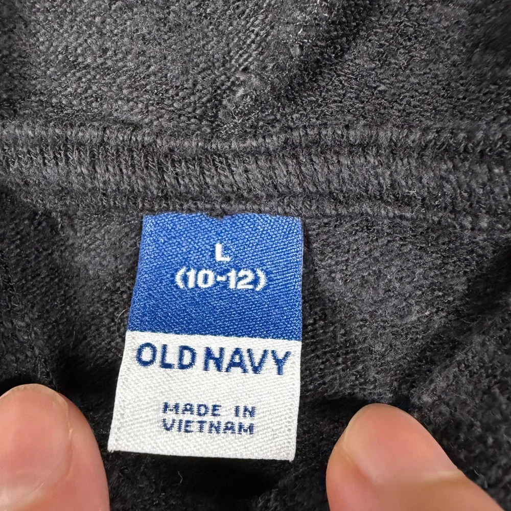 Old Navy Kids Large 10-12 Charcoal Gray Pullover Hoodie Cotton Blend Slub Knit